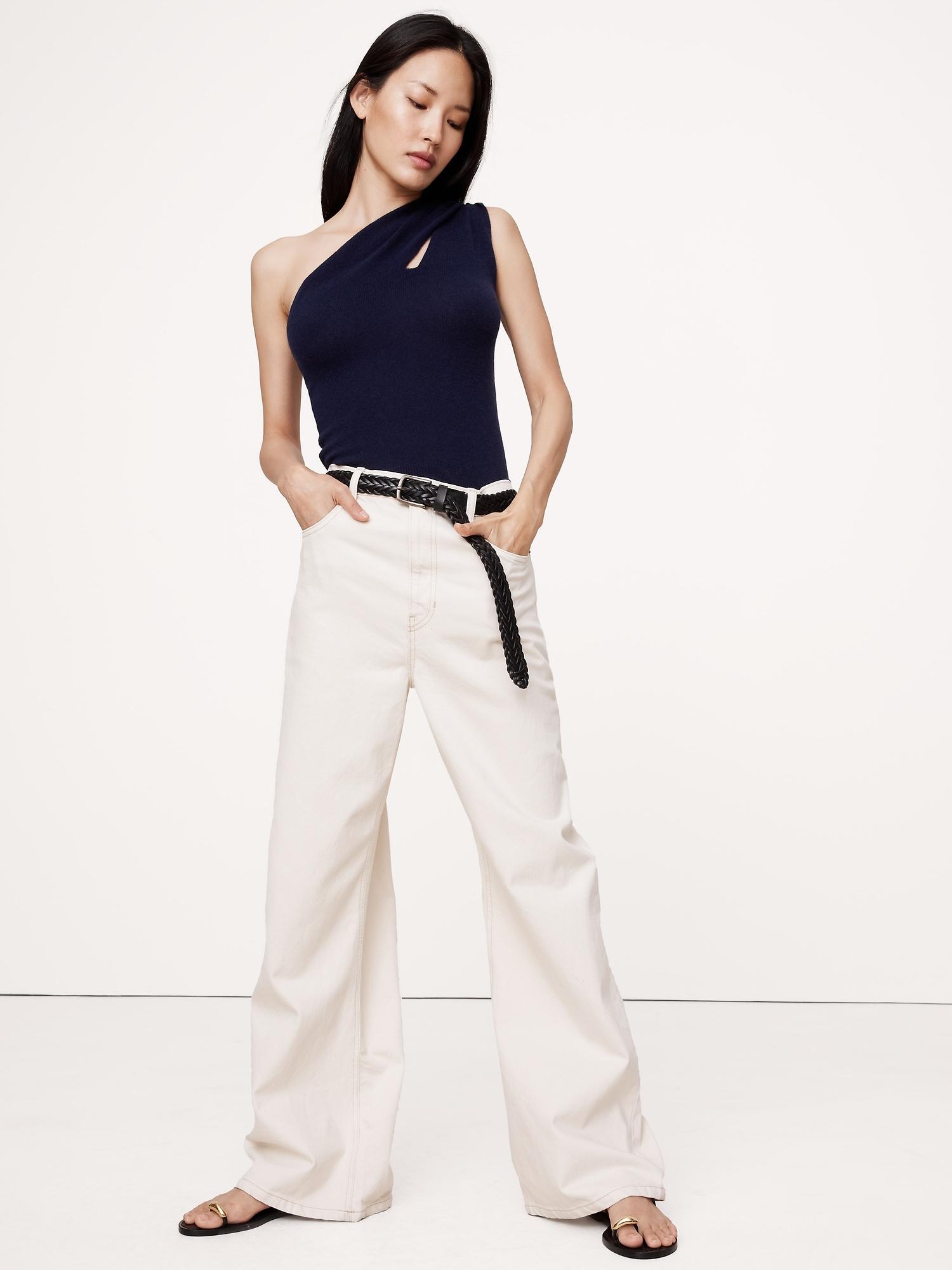 lightweight cashmere off-shoulder top