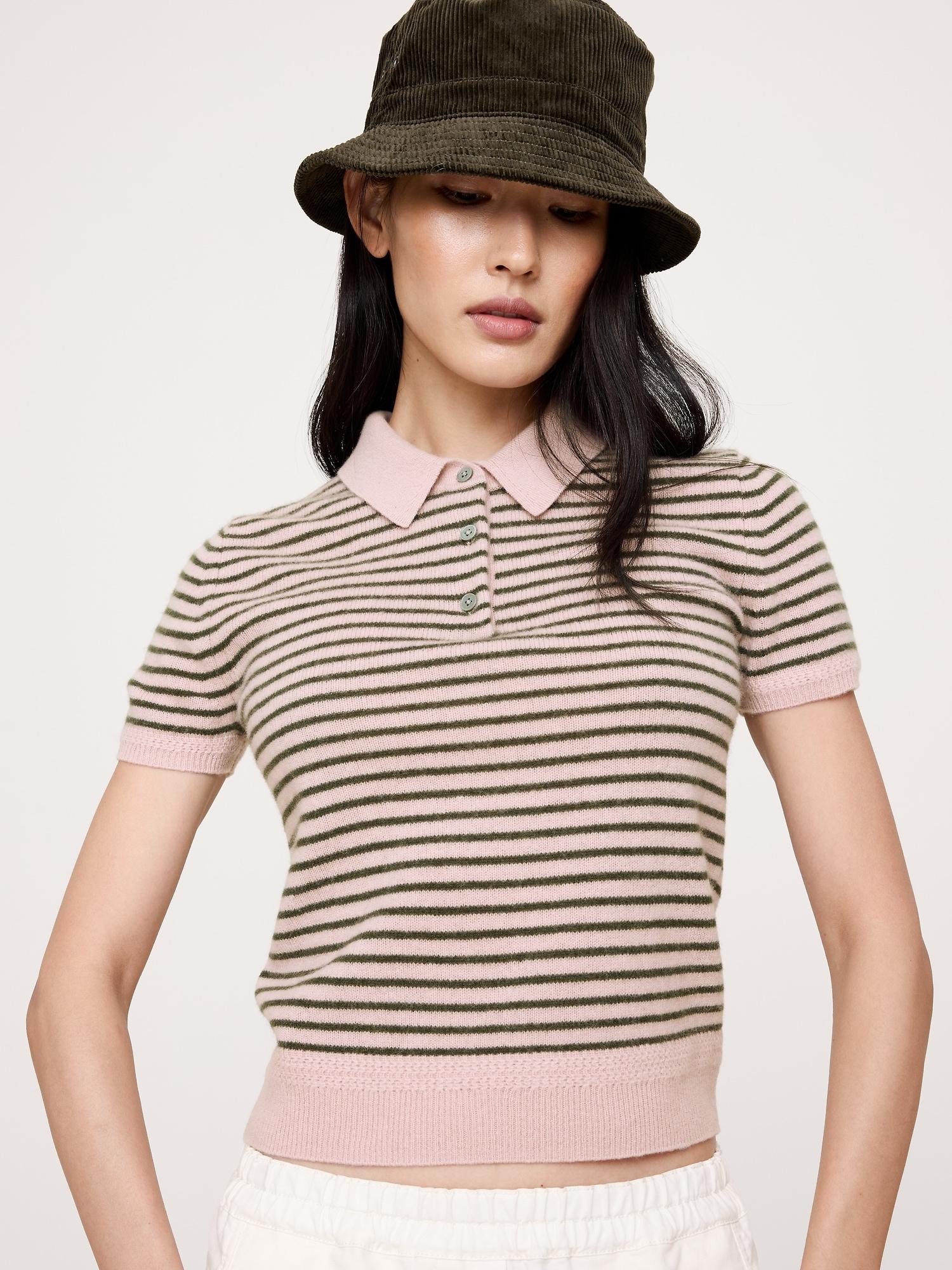 lightweight cashmere short-sleeve sweater polo