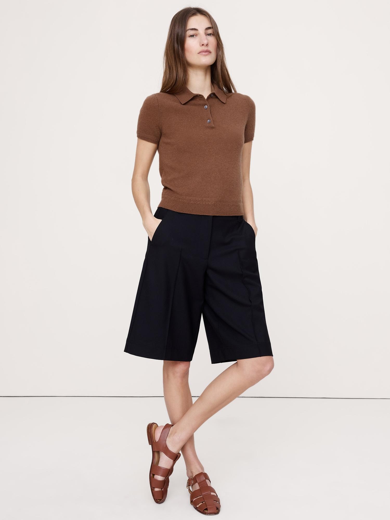 lightweight cashmere short-sleeve sweater polo