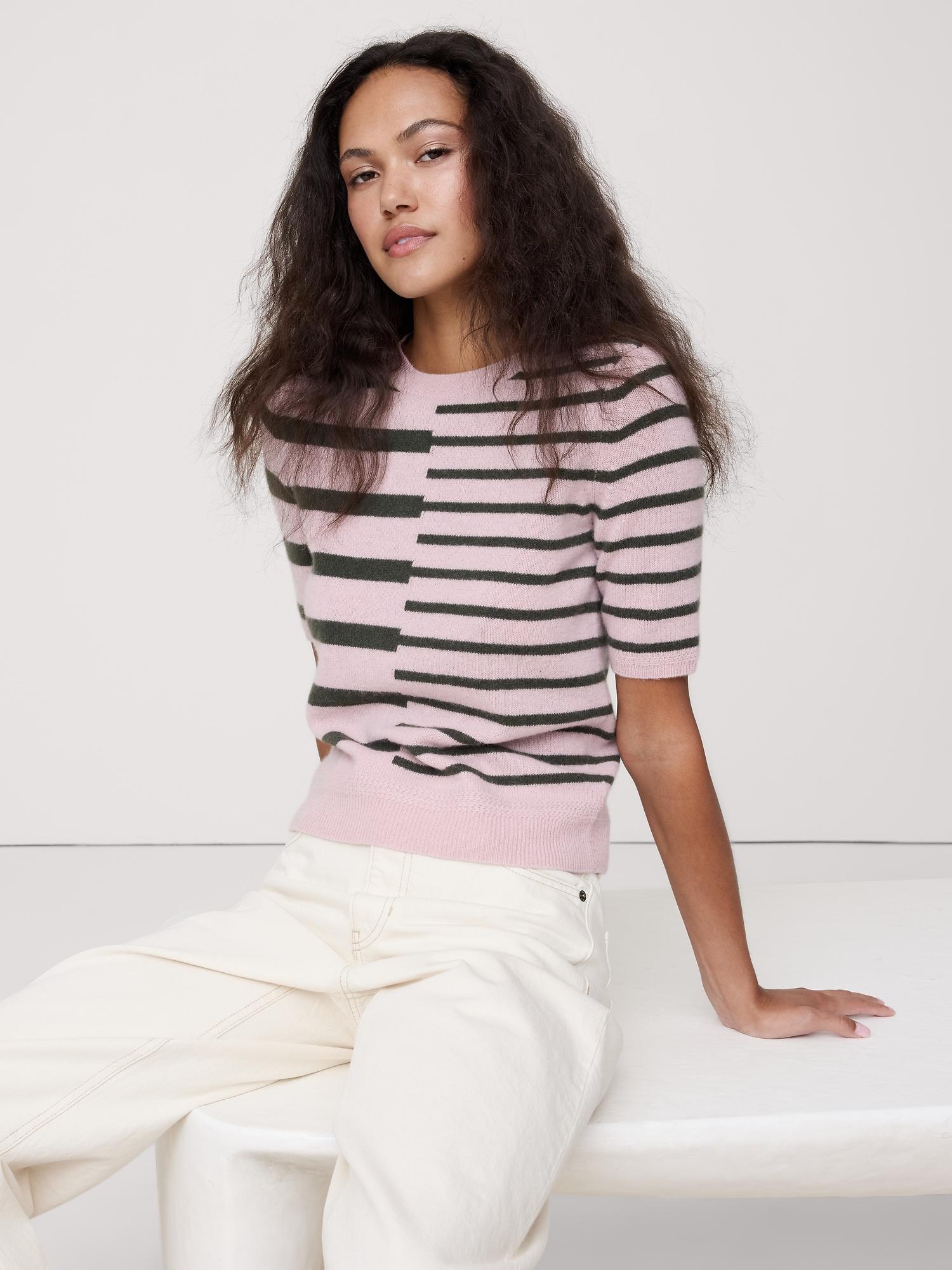 lightweight cashmere short-sleeve sweater