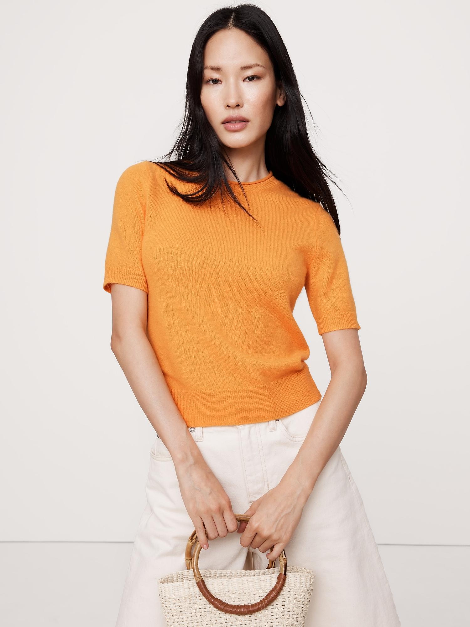 lightweight cashmere short-sleeve sweater