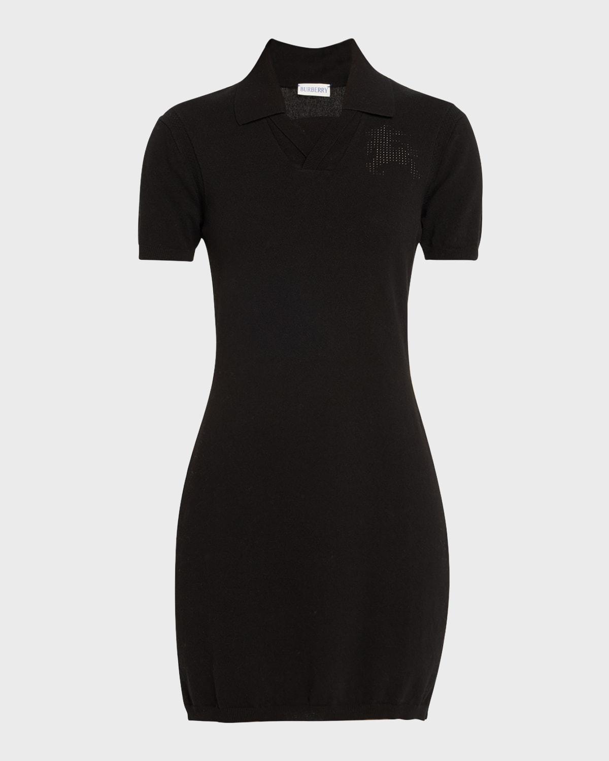 lightweight crepe knit polo dress