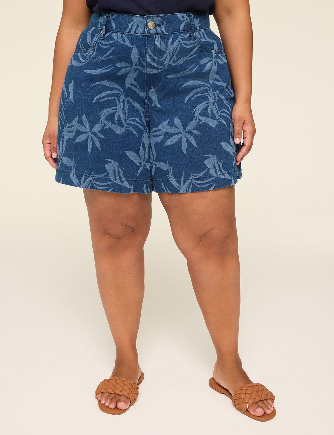 lightweight denim printed wash short - 5.5" inseam