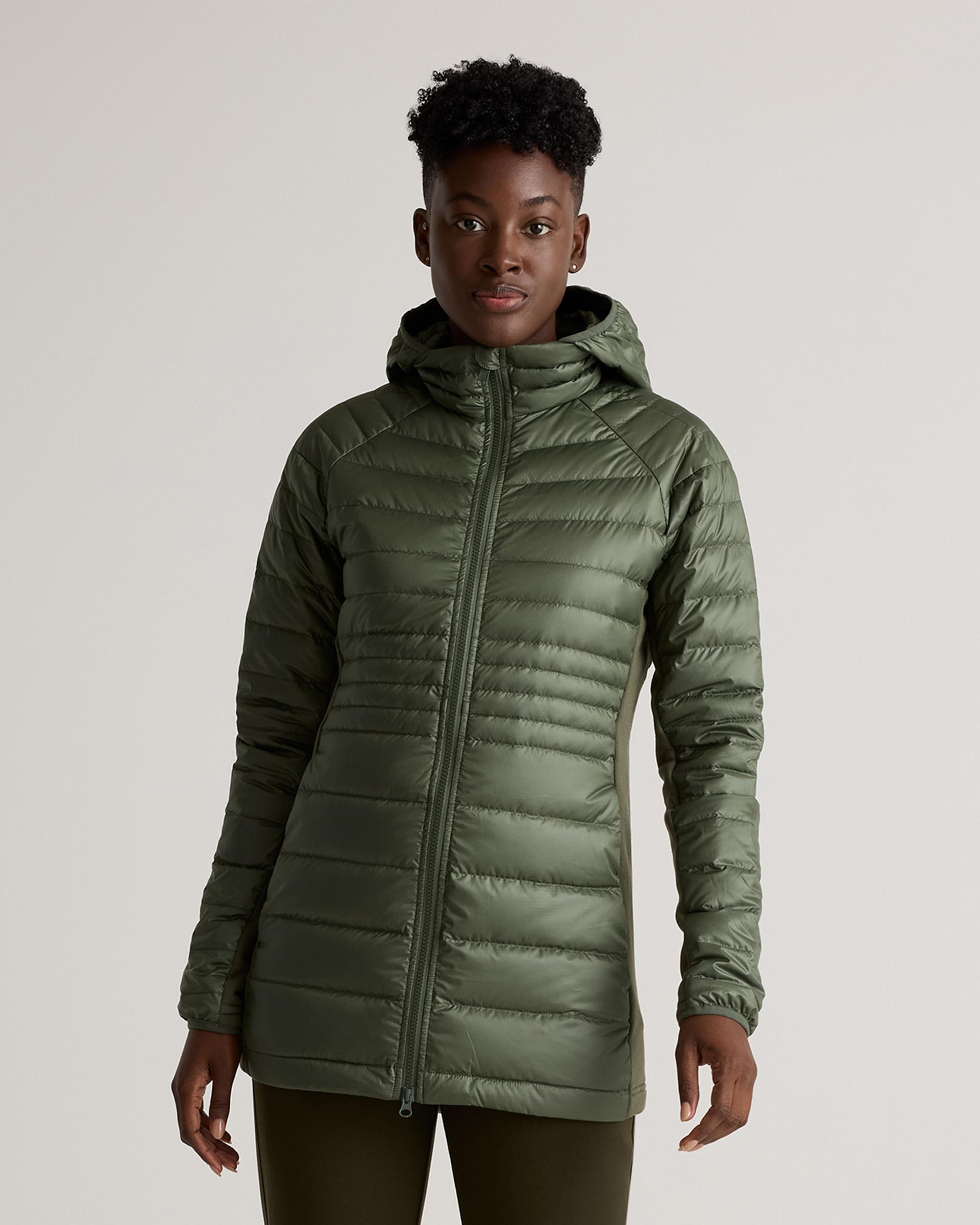 lightweight down packable long puffer jacket