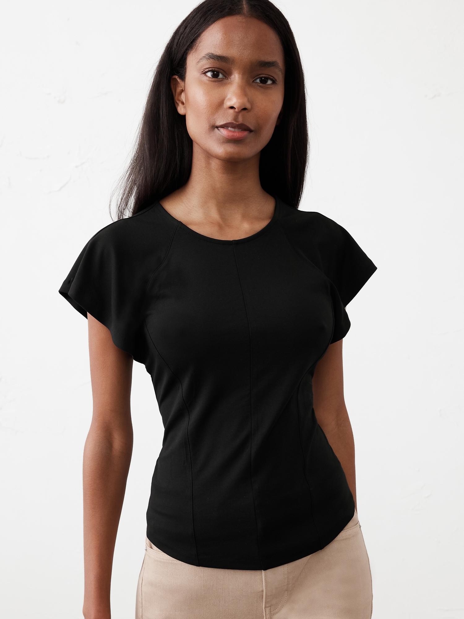 lightweight flutter-sleeve ponte top