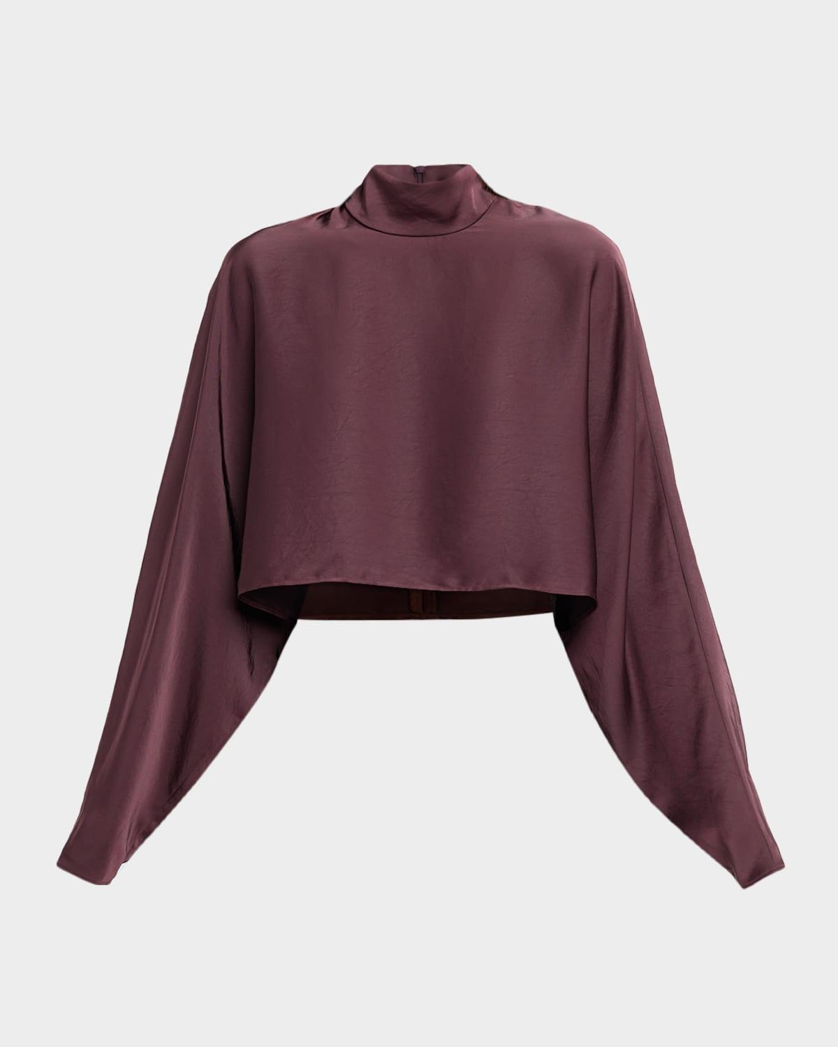 lightweight satin crop caftan top