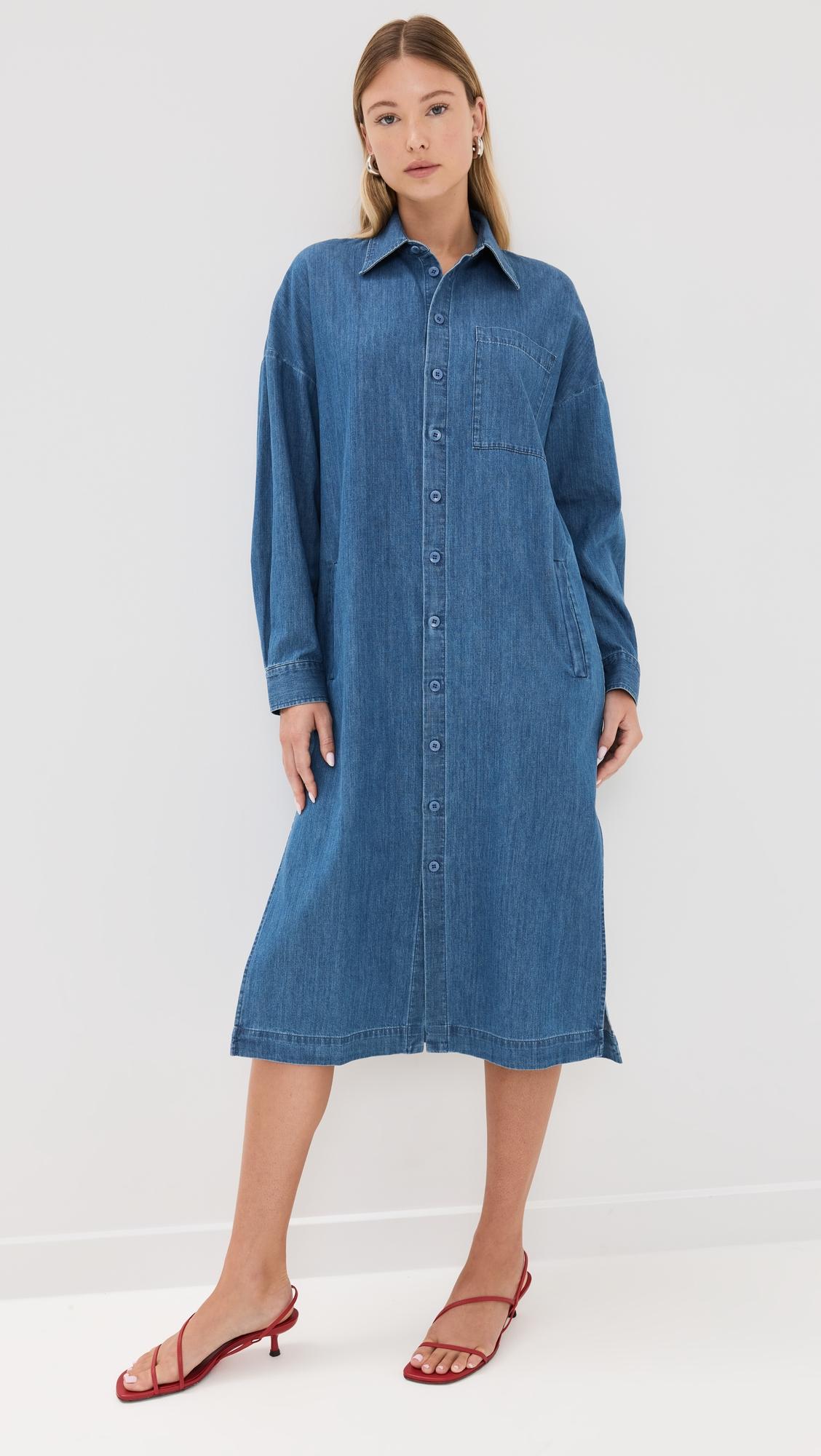 lightweight stone wash denim shirtdress