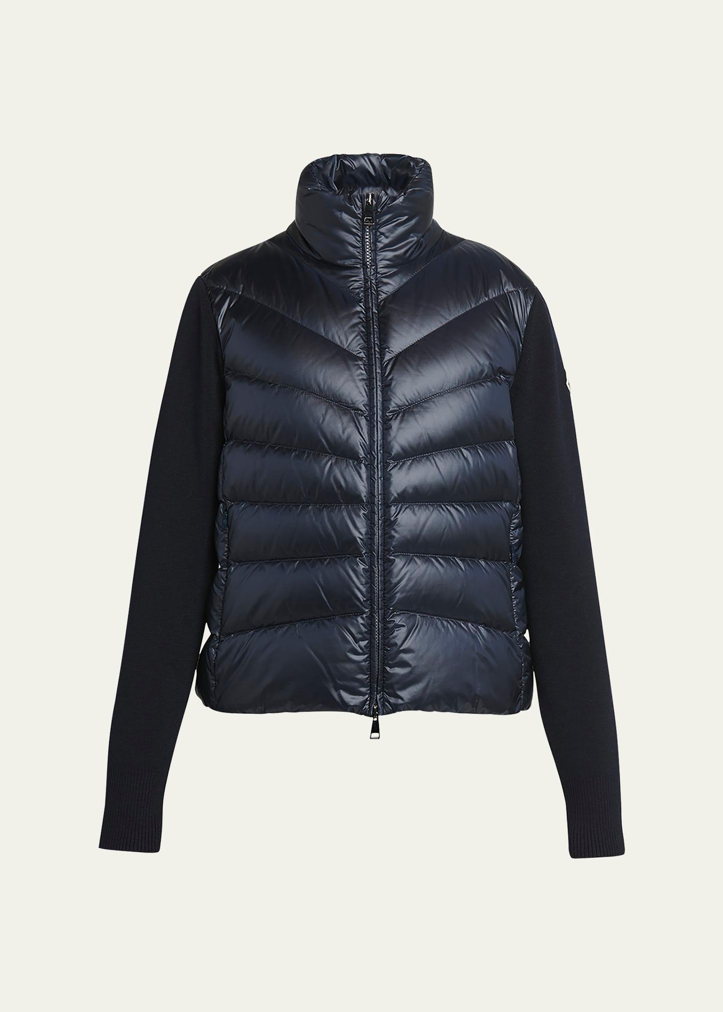 lightweight wool puffer cardigan