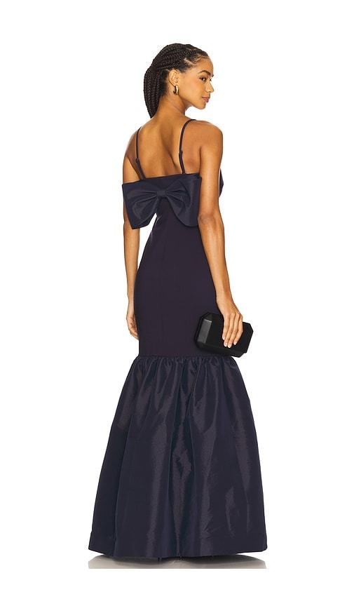 likely morgette gown in navy.