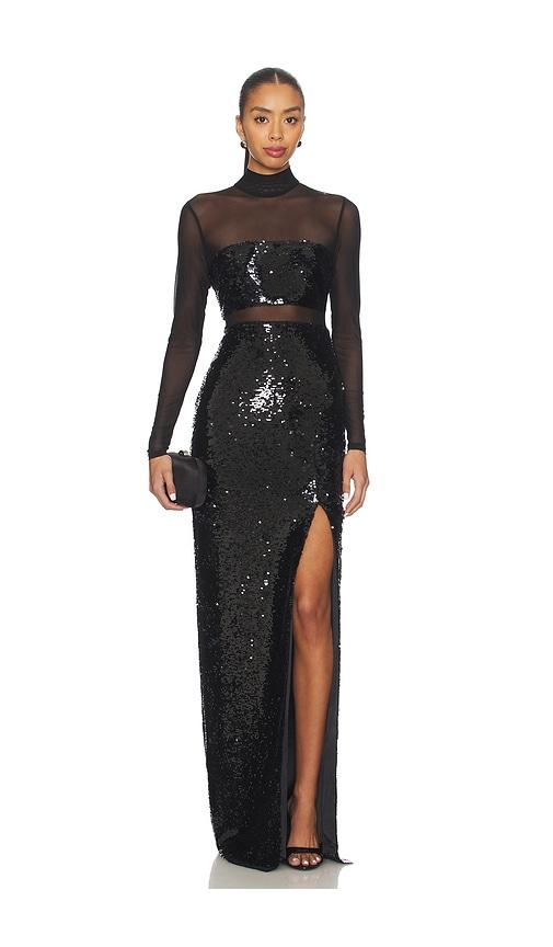 likely sequin andie gown in black.