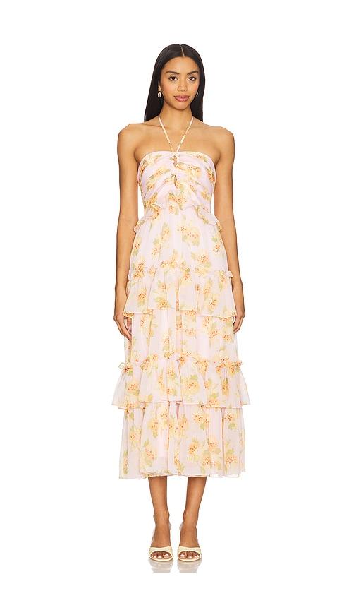 likely wilda dress in blush,orange.