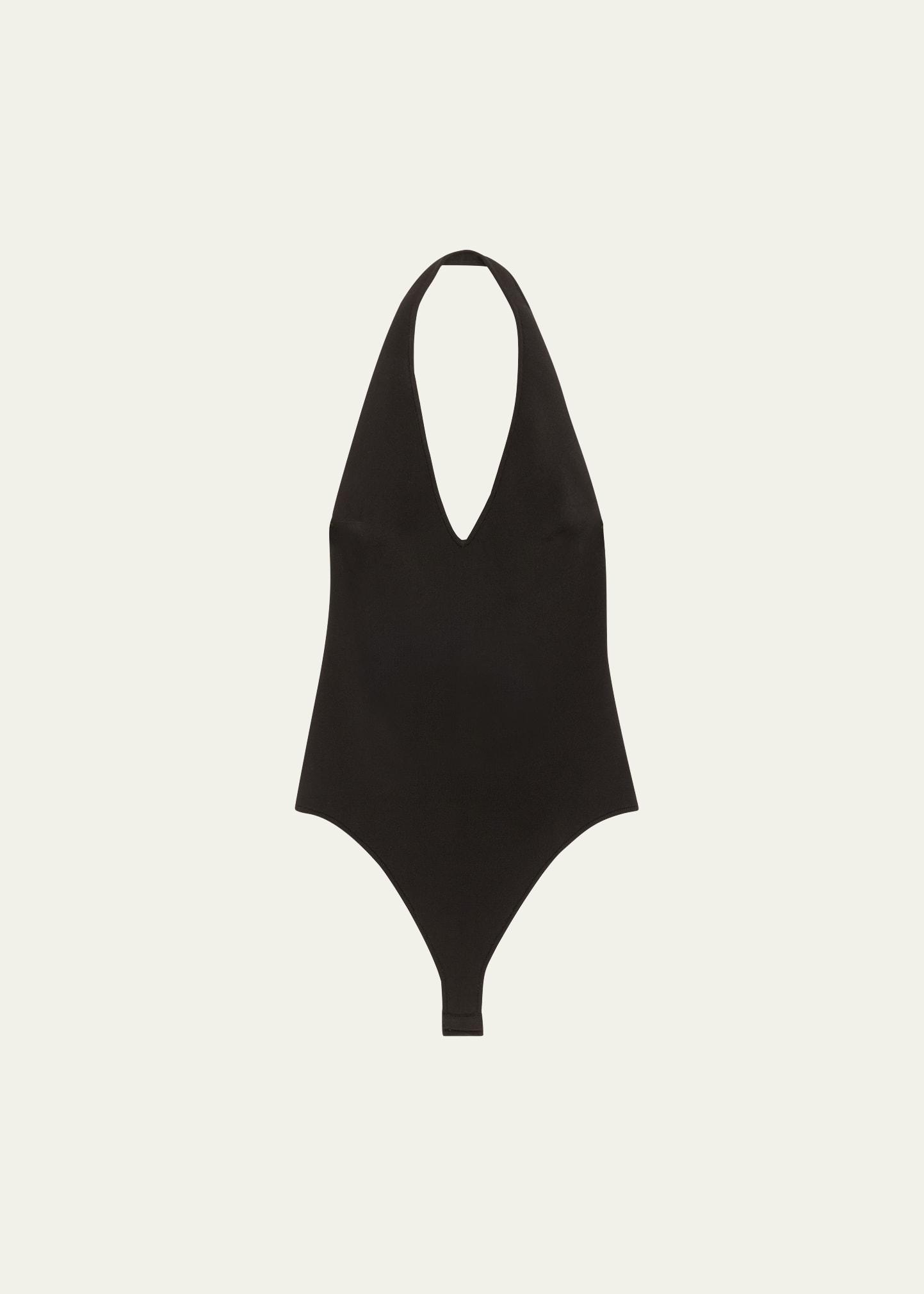 lila plunge halter-neck bodysuit