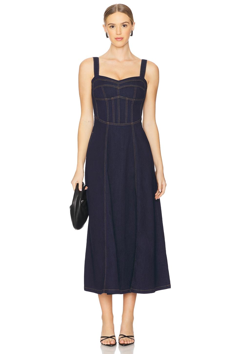 lilah denim midi dress
