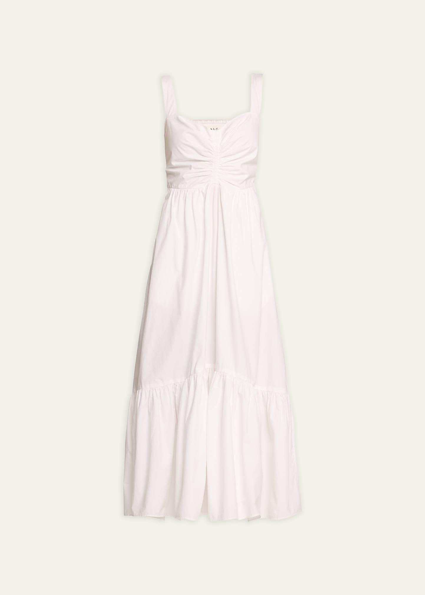 lilah ii ruched cotton a-line midi dress