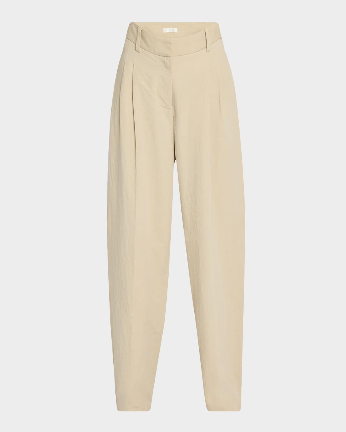 lilas pleated wide-leg cotton-linen pants