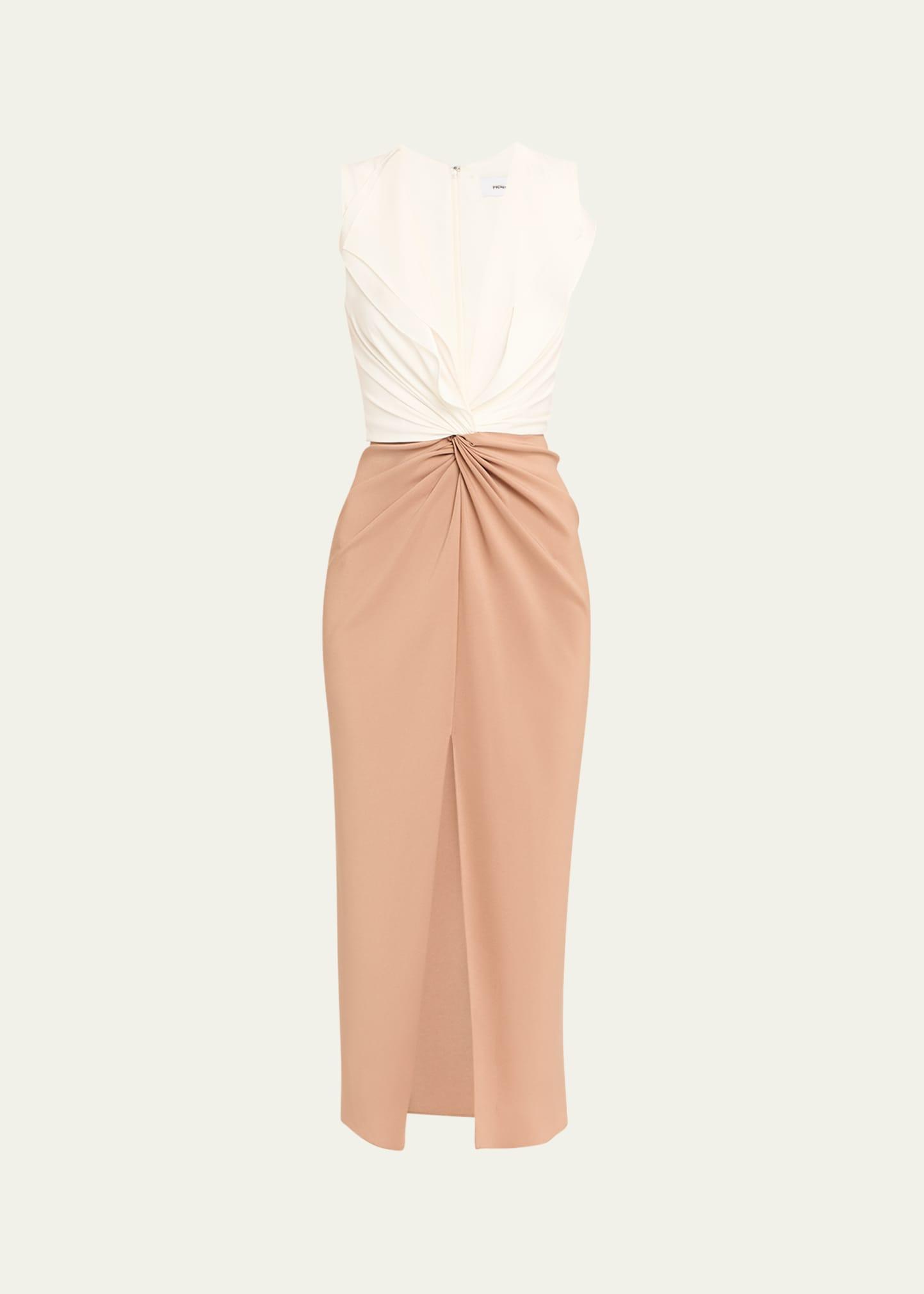 lili bi-color twist midi dress