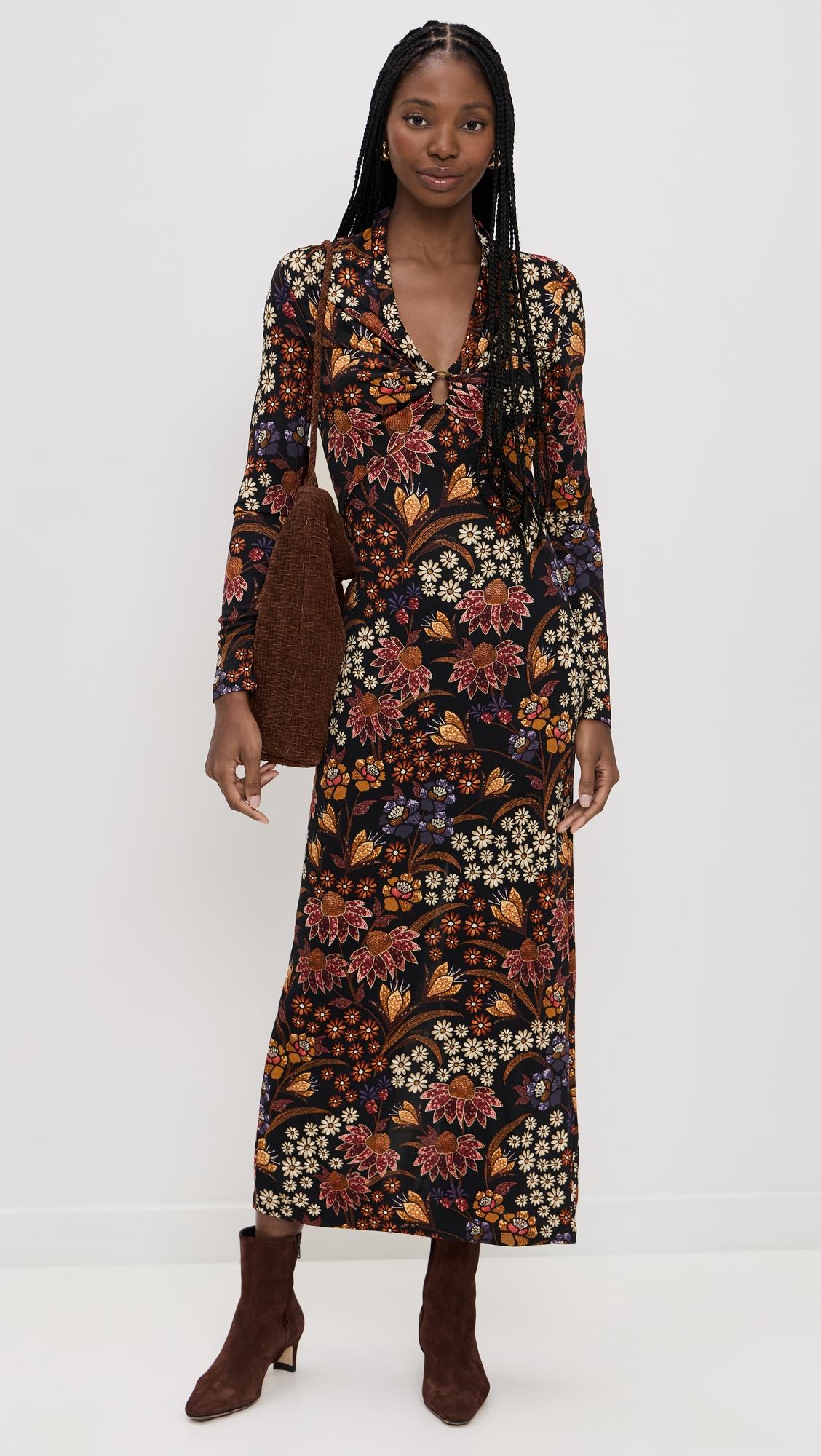 lili black long sleeve maxi dress