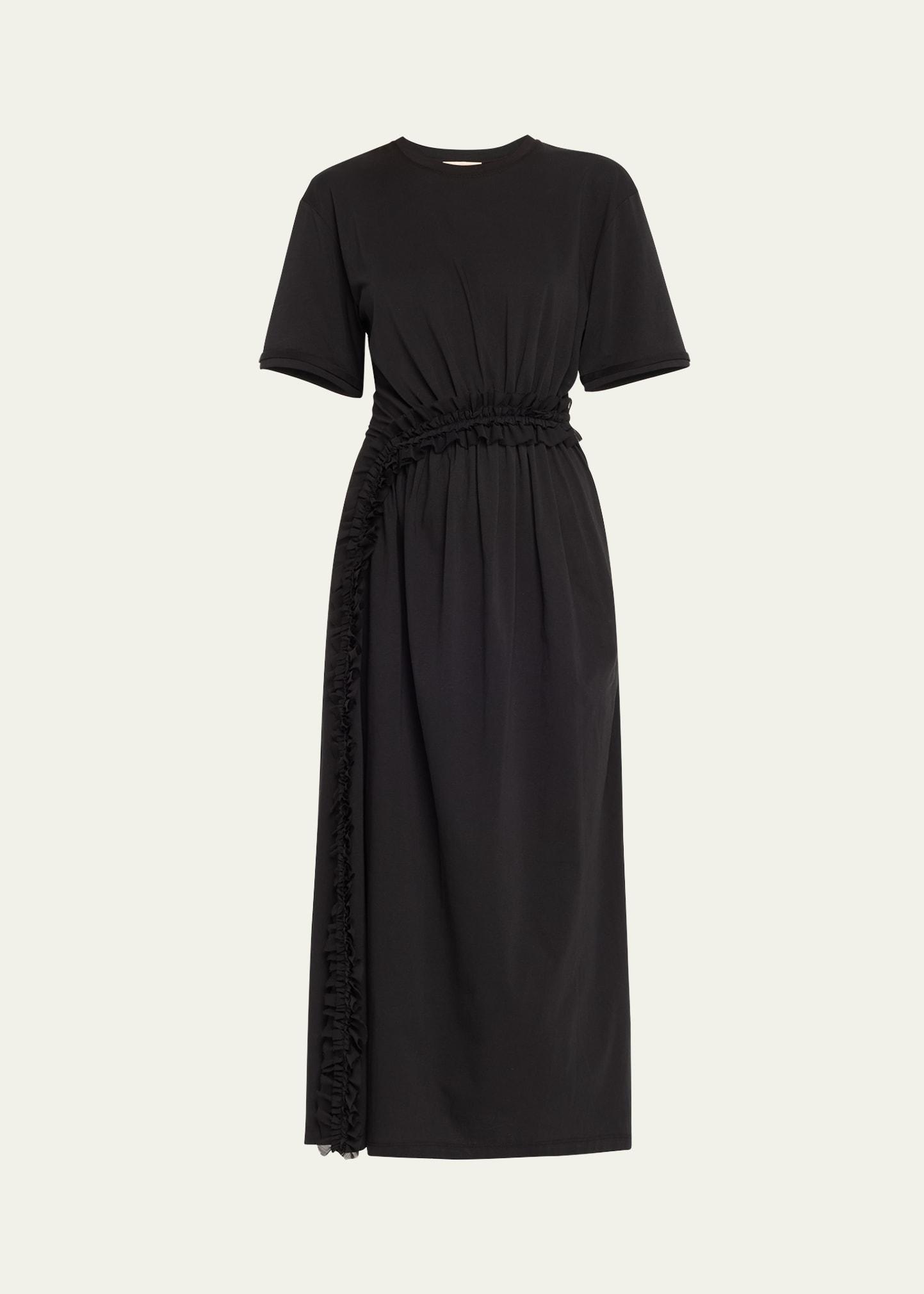 lilia ruffle organic cotton midi dress