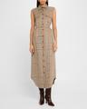 lilian check sleeveless belted midi shirtdress