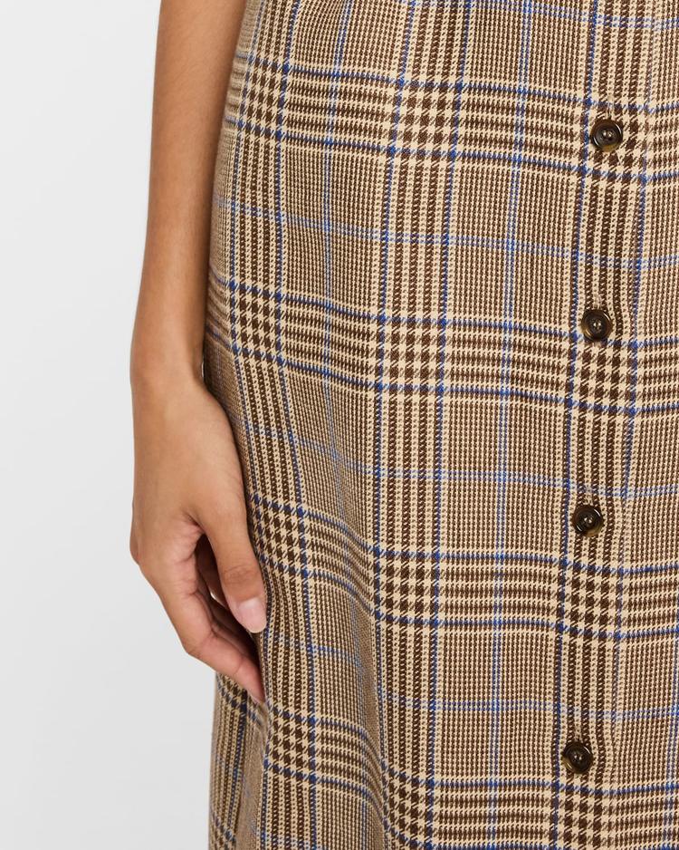 lilian check sleeveless belted midi shirtdress