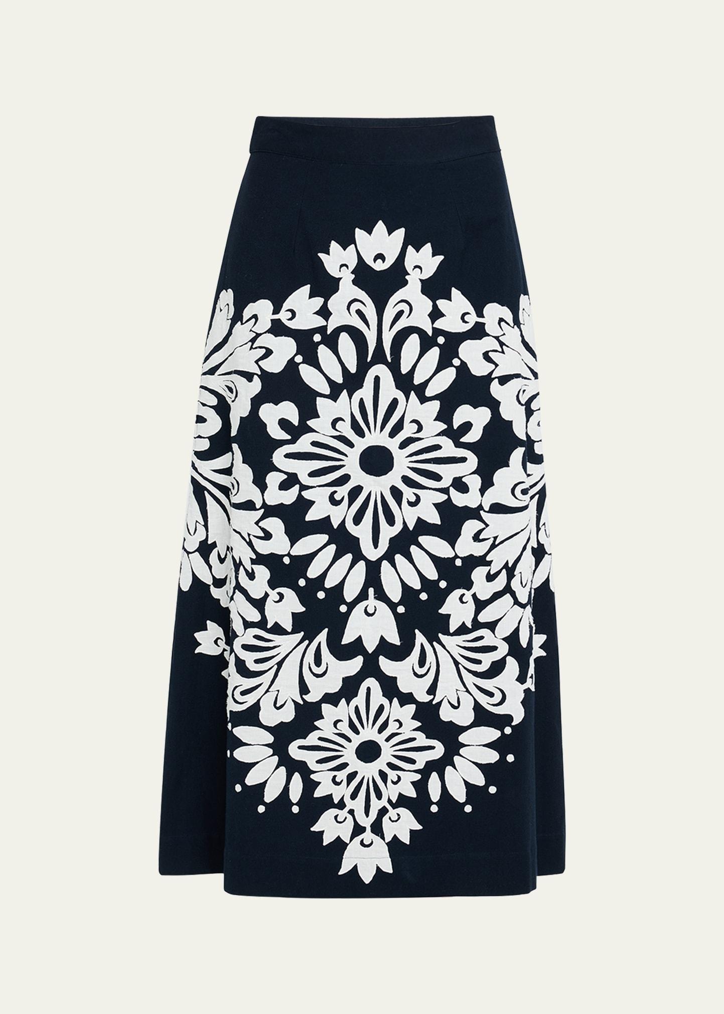 liliana appliqué midi skirt