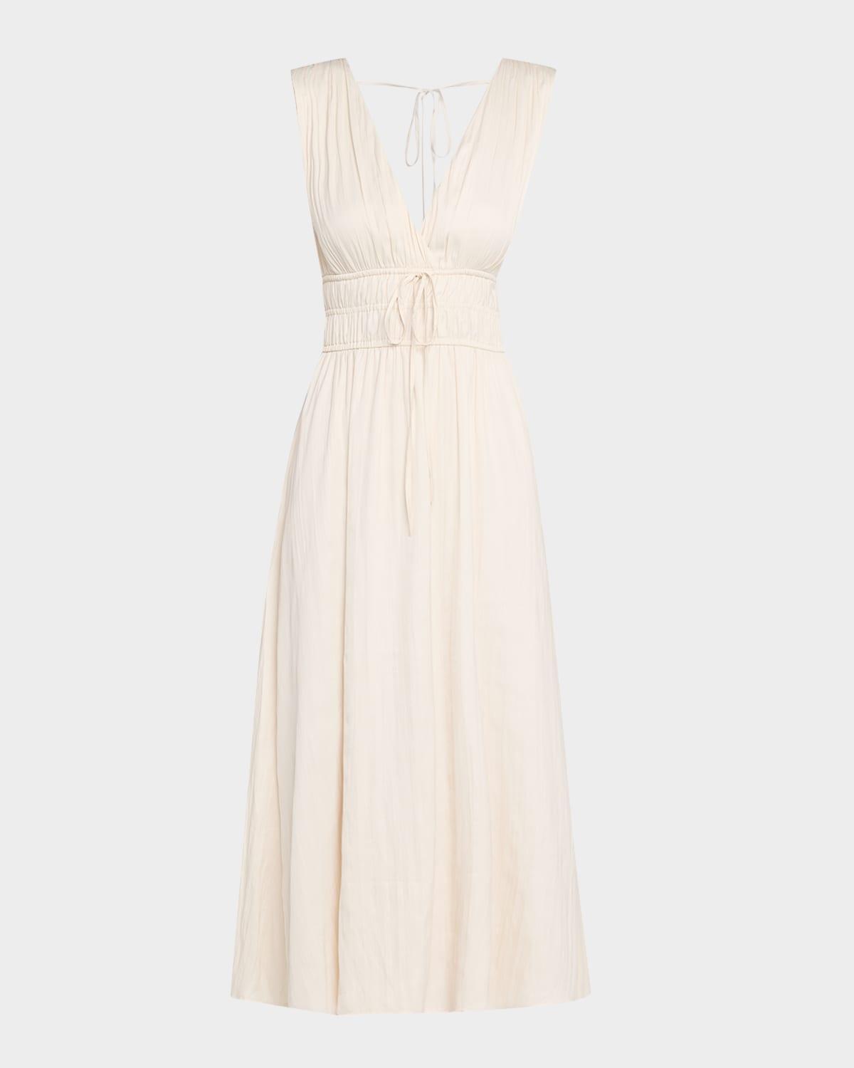 lilith shirred drawstring midi dress