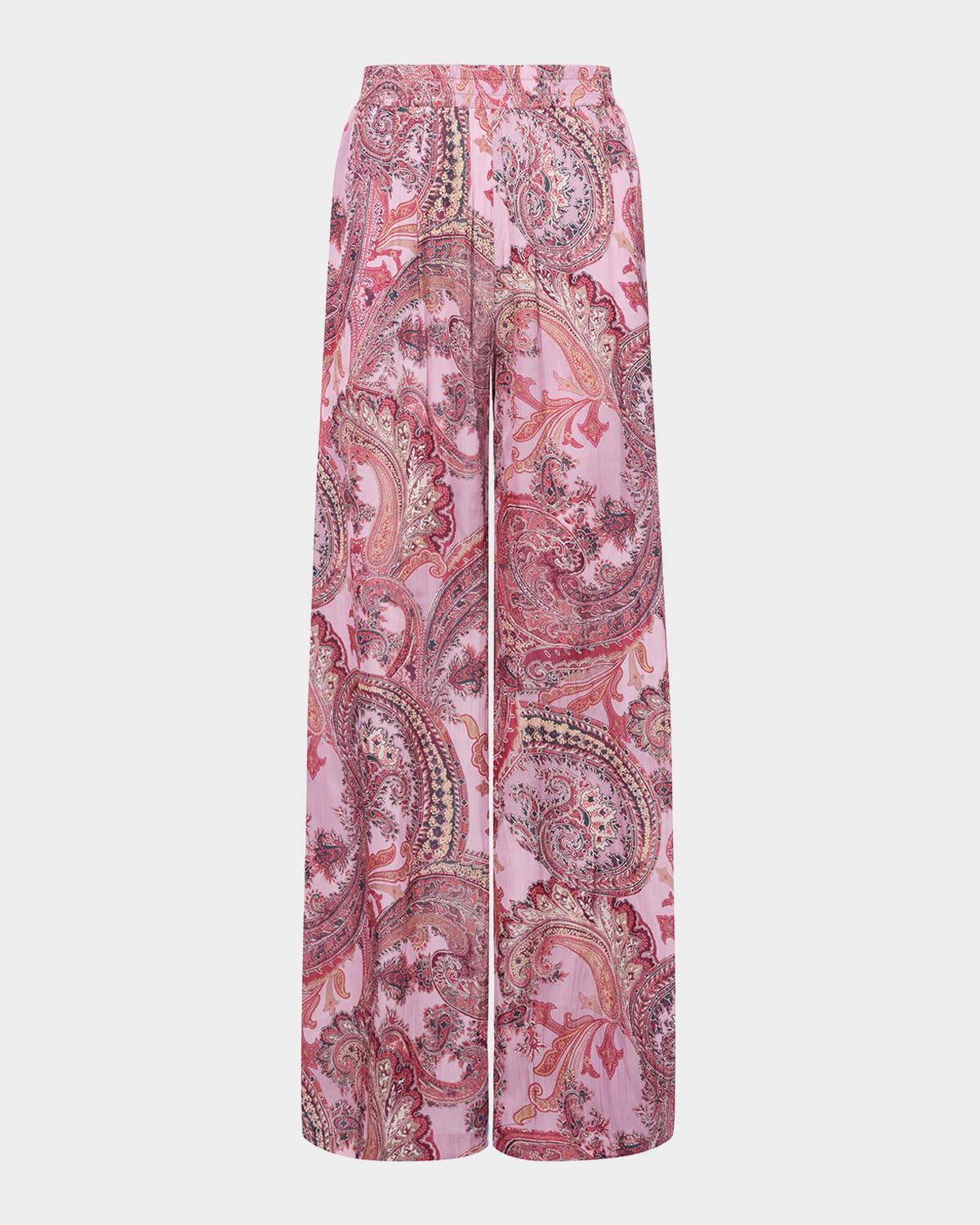 lillian paisley wide-leg pants