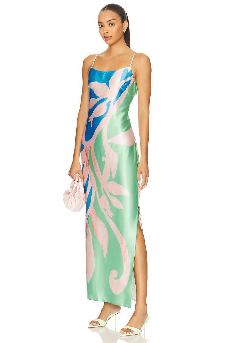 lily floral vine satin dress