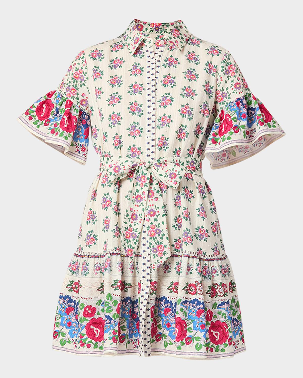 lima flounce floral-print cotton mini dress