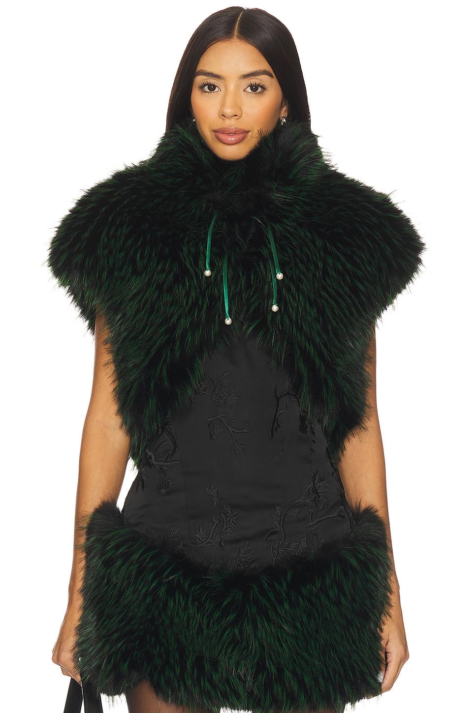 lina faux fur green vest top