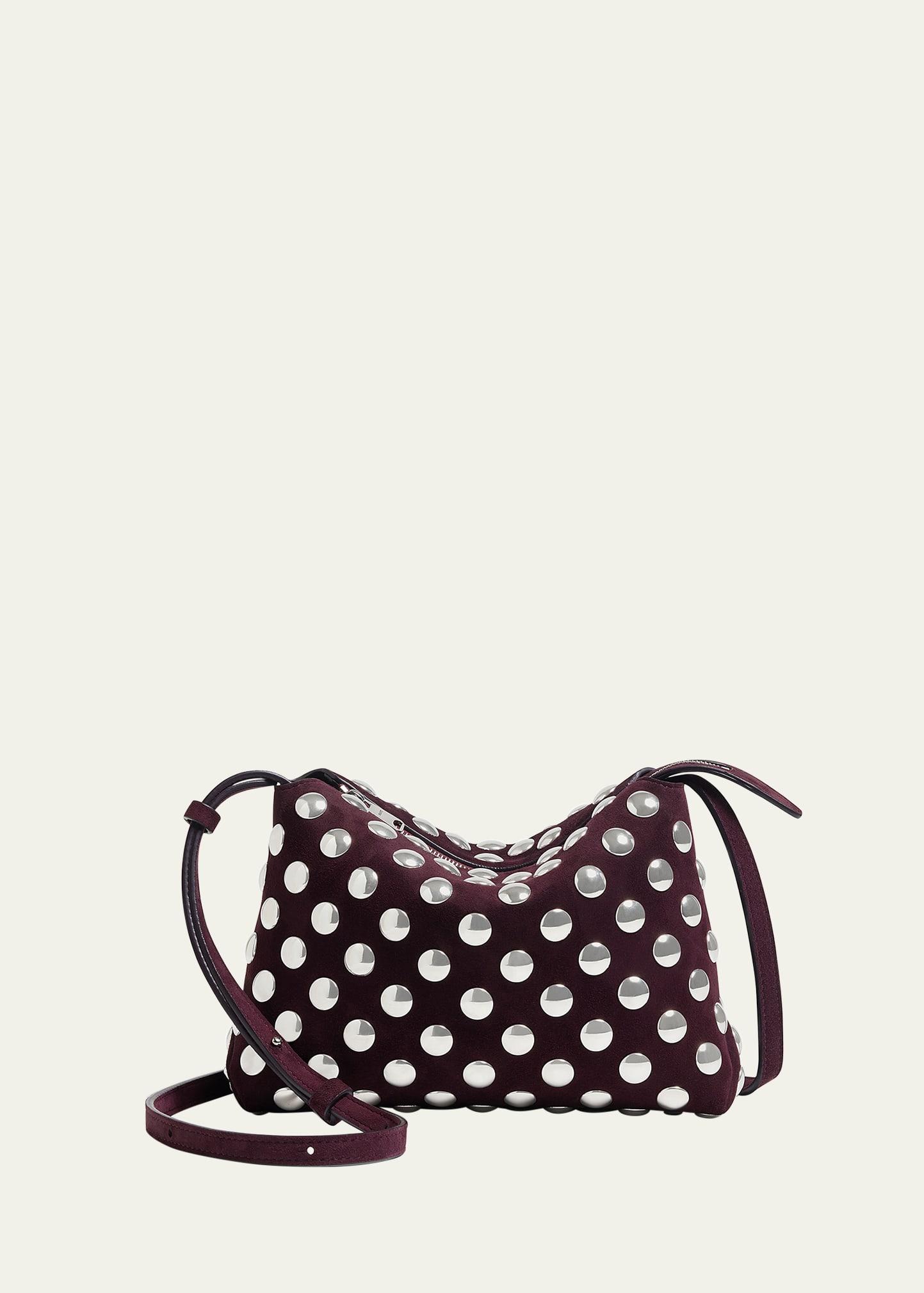 lina medium studded suede crossbody bag