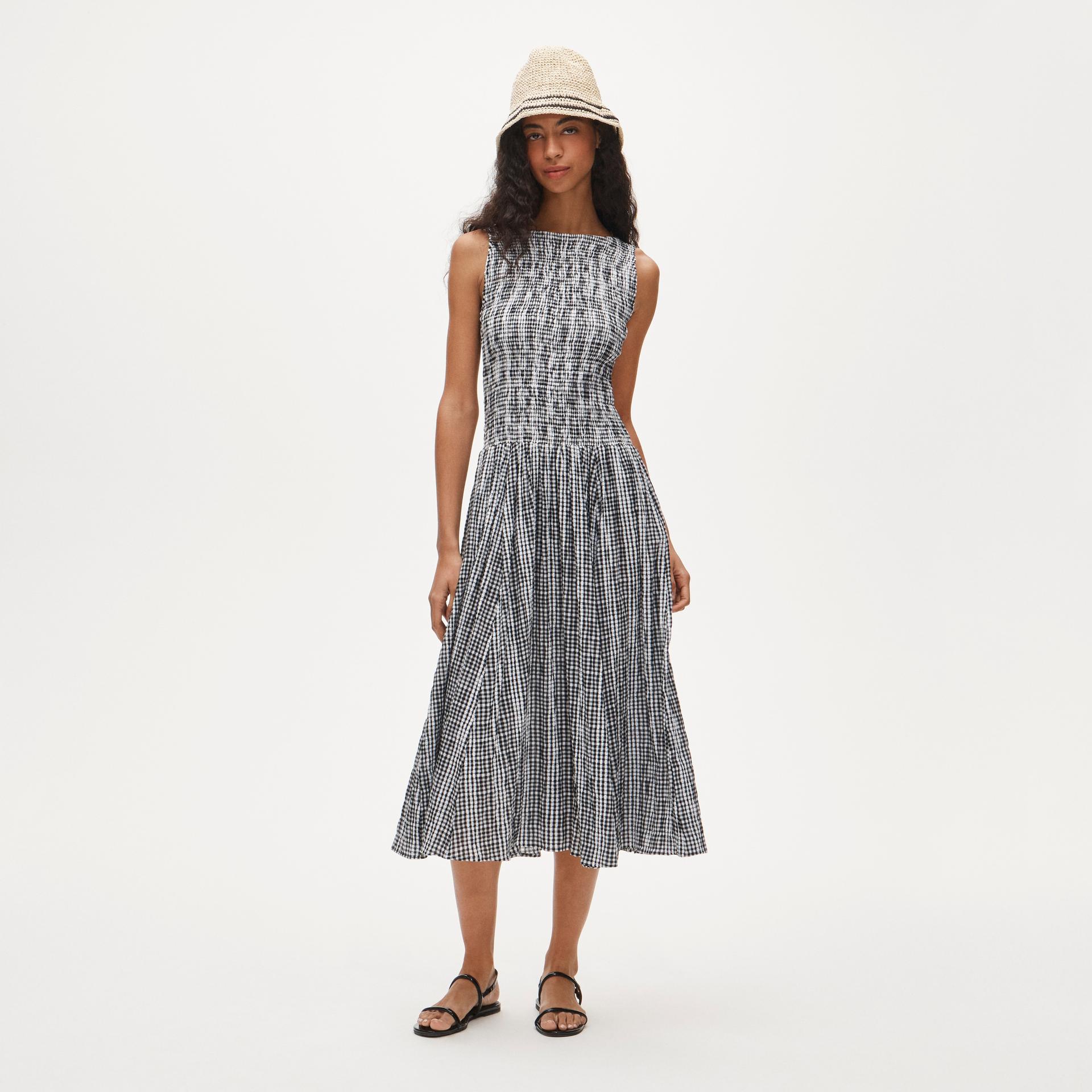 lina midi dress in gingham