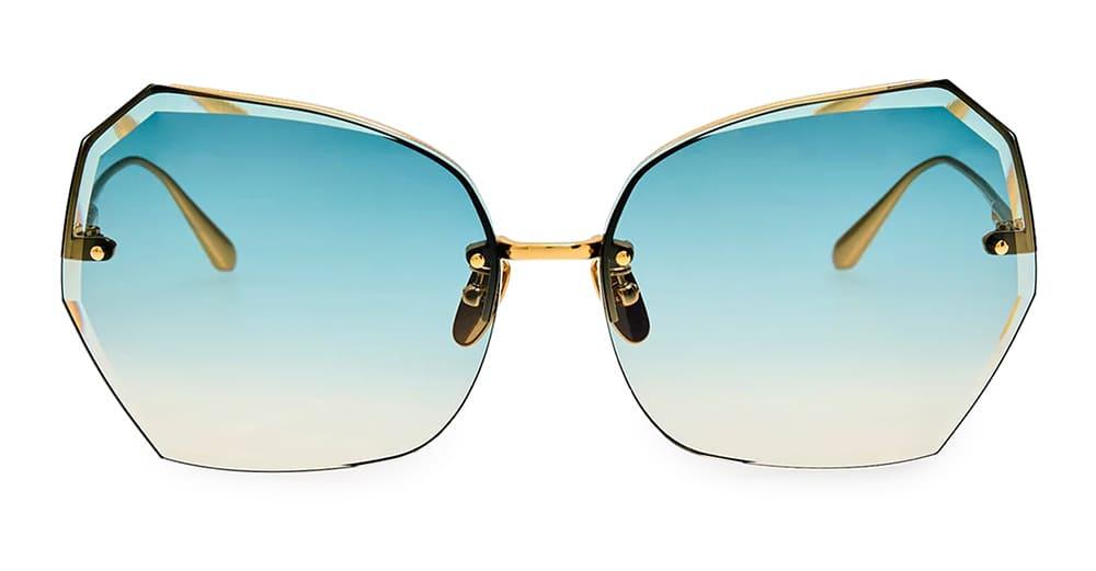 linda farrow lila - yellow gold / aqua sunglasses