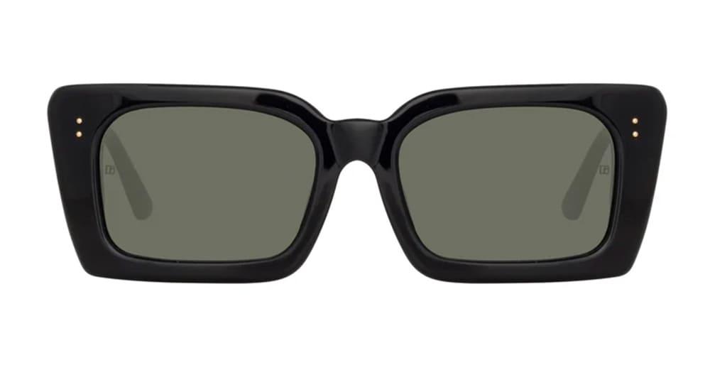 linda farrow nieve - black / yellow gold sunglasses