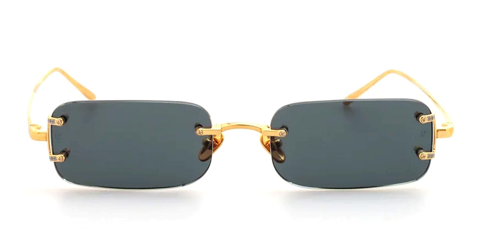 linda farrow taylor - yellow gold / green lens sunglasses