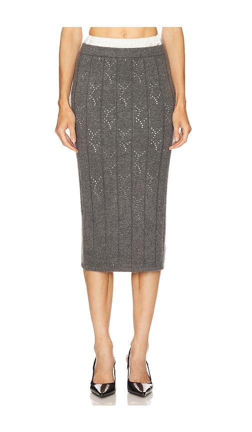 line & dot alena midi skirt in grey.