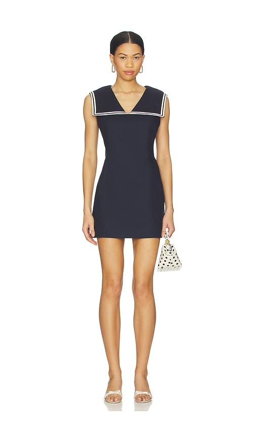 line & dot anchor mini dress in navy.