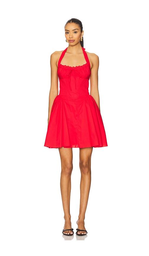 line & dot anessa mini dress in red.