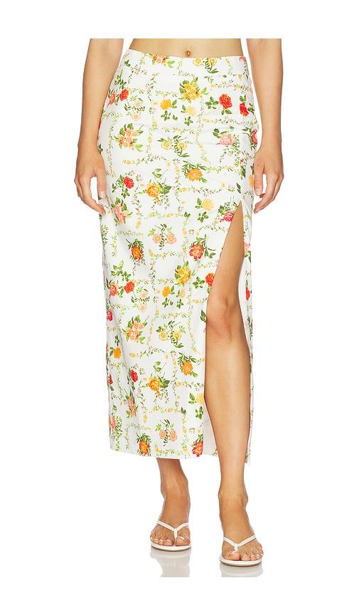 line & dot anisa skirt in white,orange.