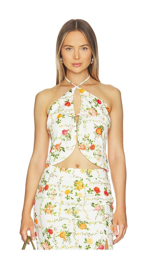 line & dot anisa top in white,orange.