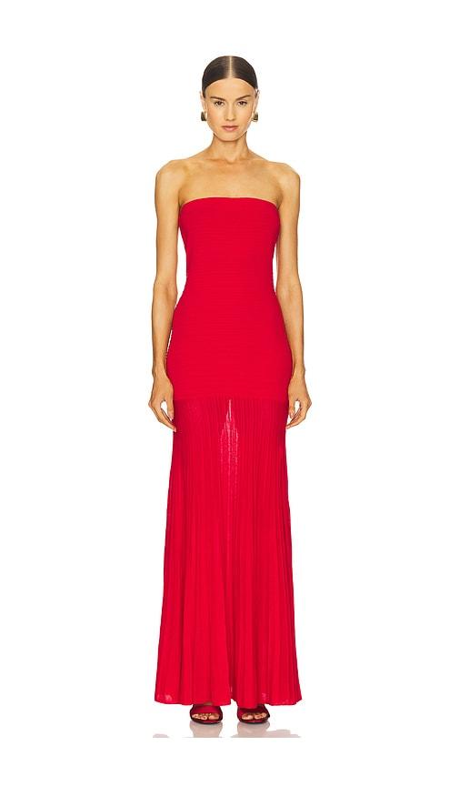 line & dot arlo tube dress in red.