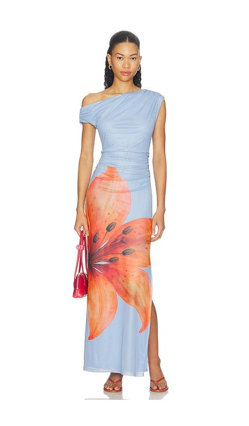 line & dot avah mesh dress in baby blue.