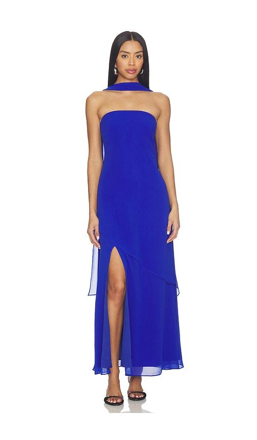 line & dot azure coast scarf dress in royal.
