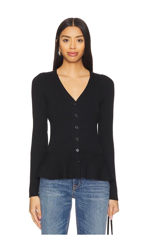 line & dot brook cardigan in black.