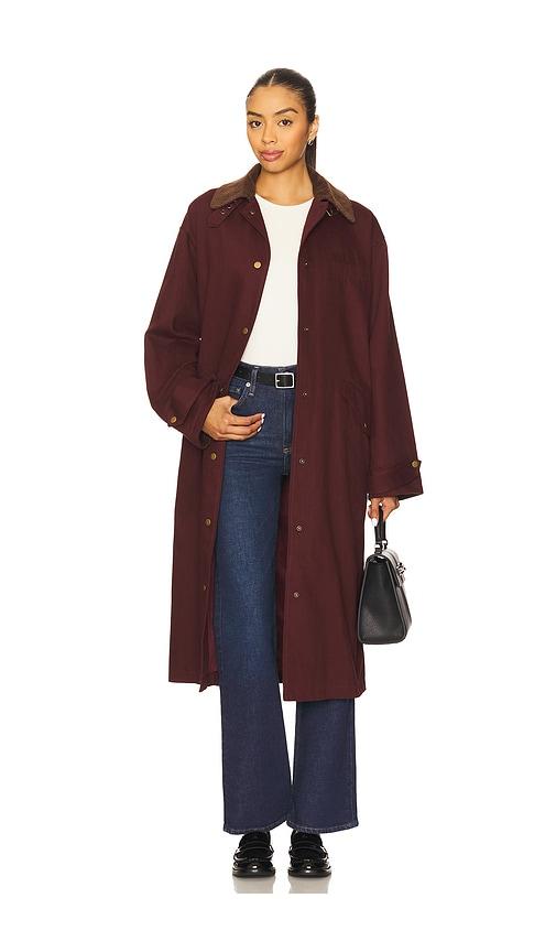line & dot chelsea jacket in burgundy.
