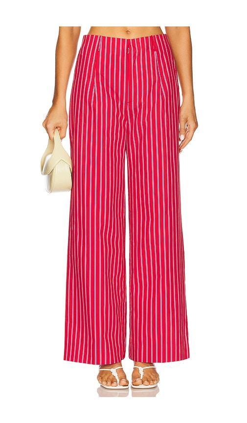 line & dot claudine pants in red.