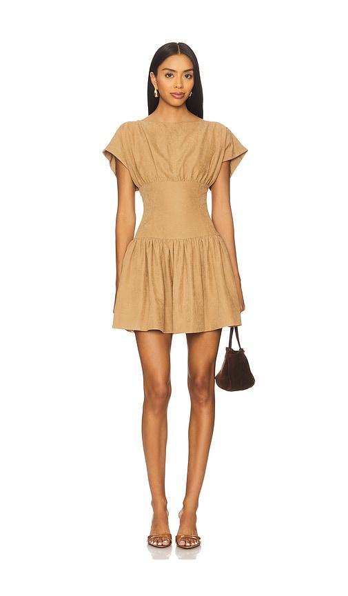 line & dot cooper mini dress in tan.