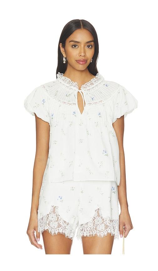 line & dot corelia top in white.