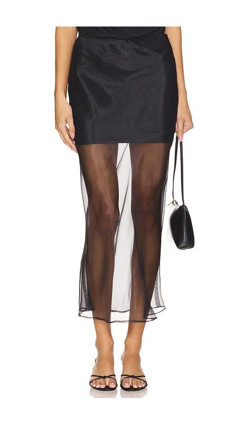 line & dot denman midi skirt in black.