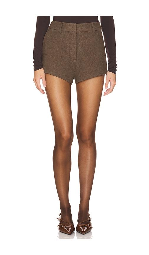 line & dot dockers micro shorts in brown.